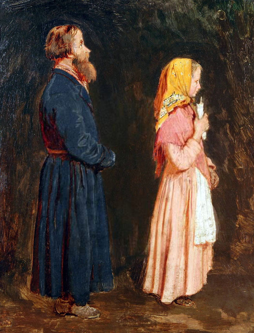 In the Church, vintage artwork by Alexei Korzukhin, 12x8" (A4) Poster