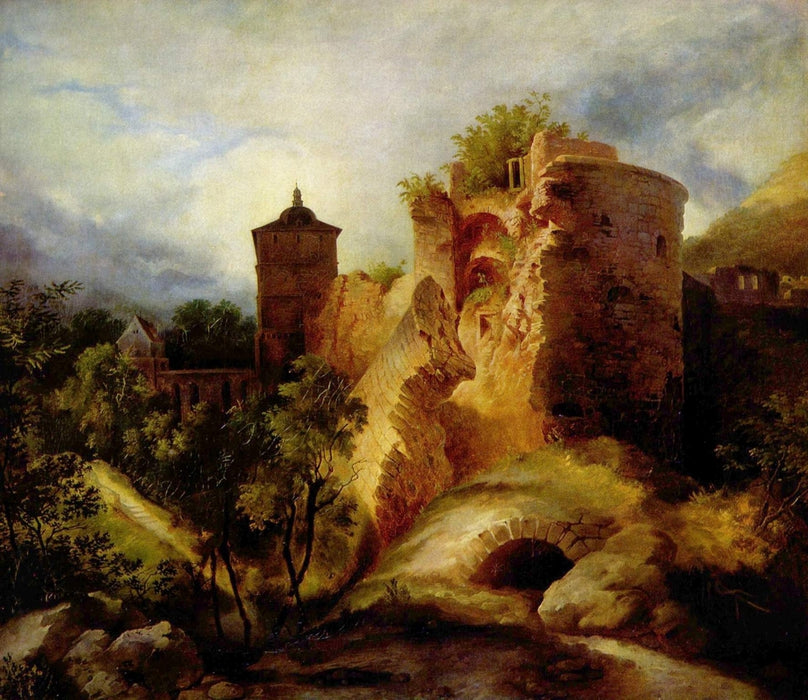 The Exploded Tower of the Castle of Heidelberg, vintage artwork by Carl Blechen, A3 (16x12") Poster Print