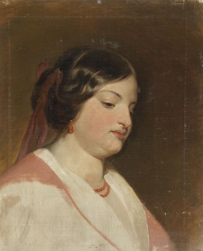 Study on the portrait of Fräulein von Heintl, vintage artwork by Friedrich von Amerling, A3 (16x12") Poster Print