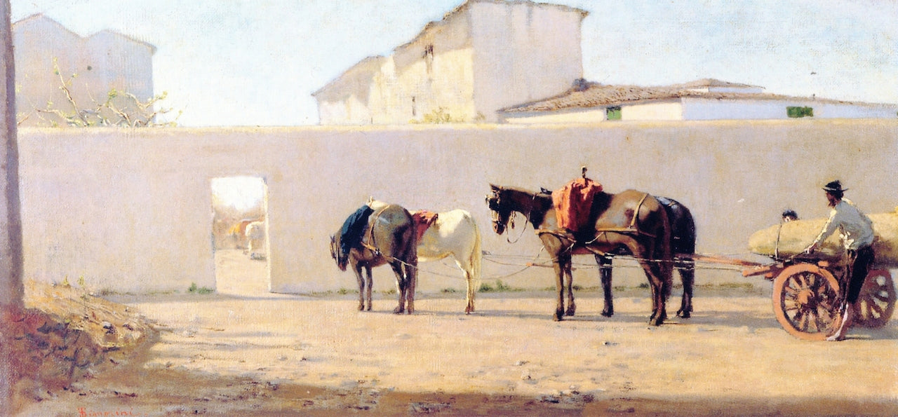 Un mattino di primavera. Il muro bianco, vintage artwork by Telemaco Signorini, 12x8" (A4) Poster