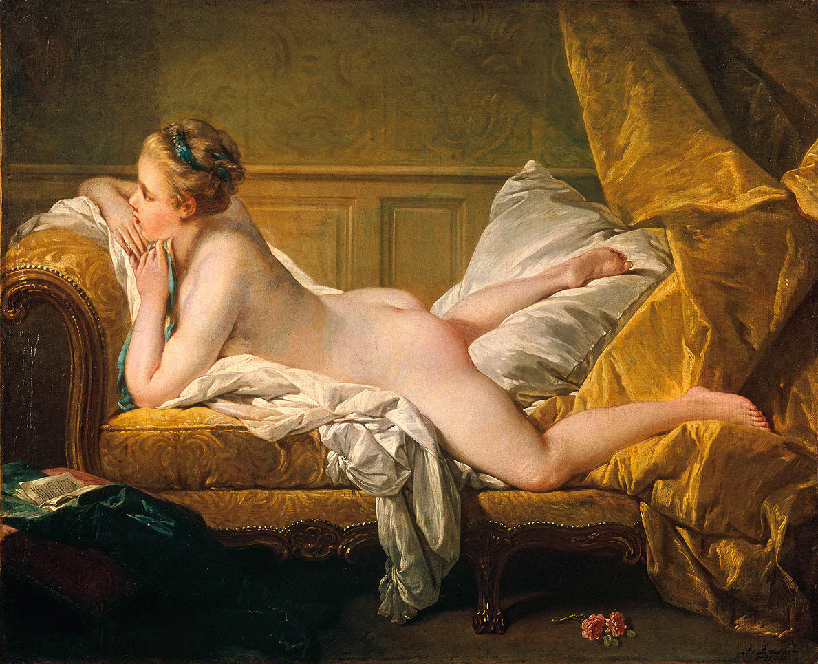 The Blonde Odalisque (Cologne version), vintage artwork by François Boucher, 12x8" (A4) Poster
