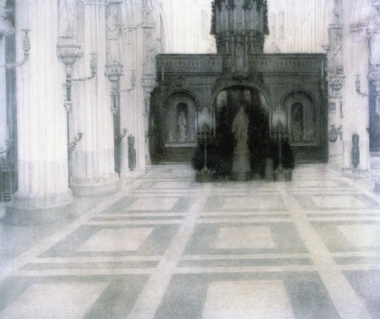 Interior of a Church in Brugge, vintage artwork by Fernand Khnopff, 12x8" (A4) Poster