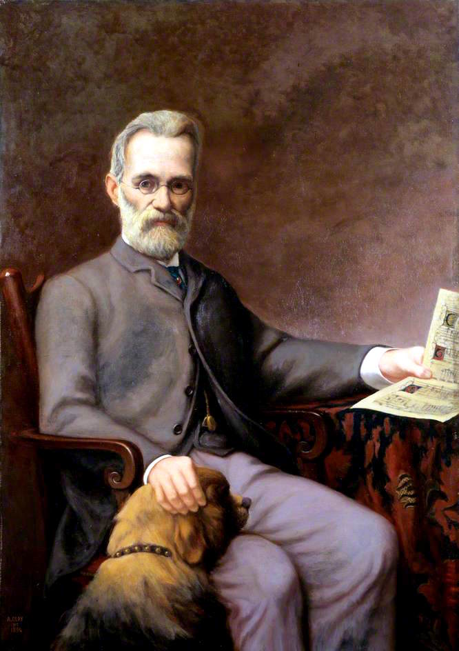 Alfredo Piatti, with His Dog, vintage artwork by Arthur Temple Felix Clay, 12x8" (A4) Poster