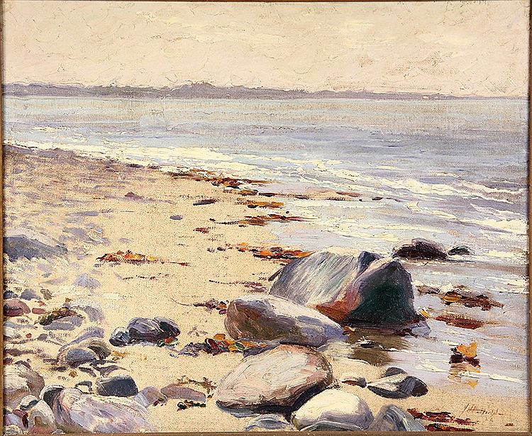Along the Shores, vintage artwork by Joseph Hatfield, 12x8" (A4) Poster