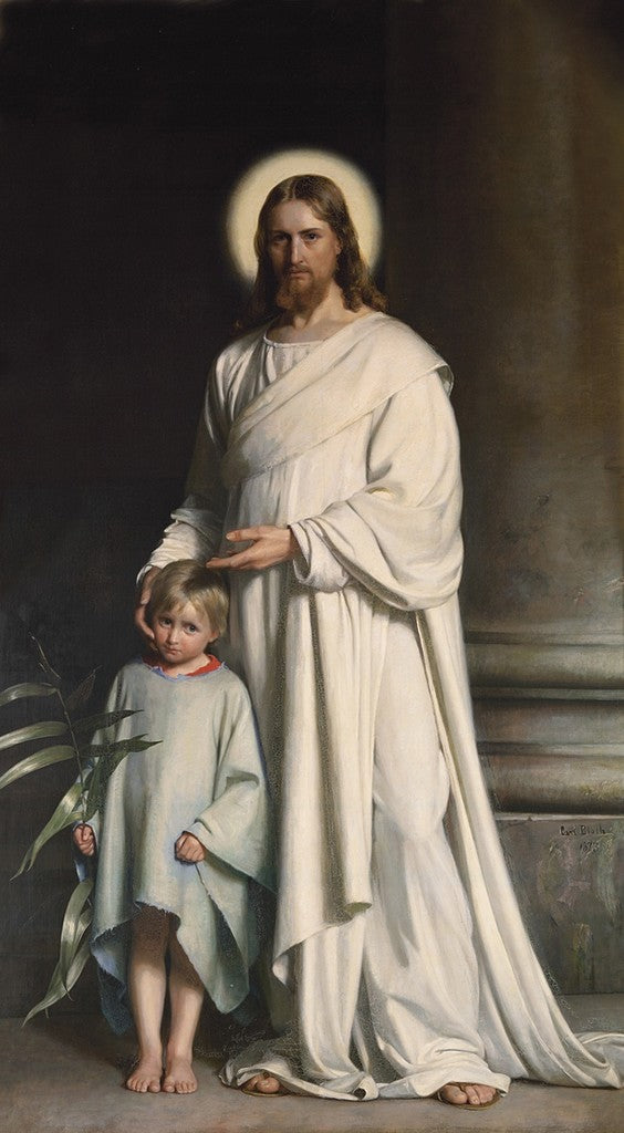 Christ Blessing the Little Child, vintage artwork by Carl Heinrich Bloch, 12x8" (A4) Poster