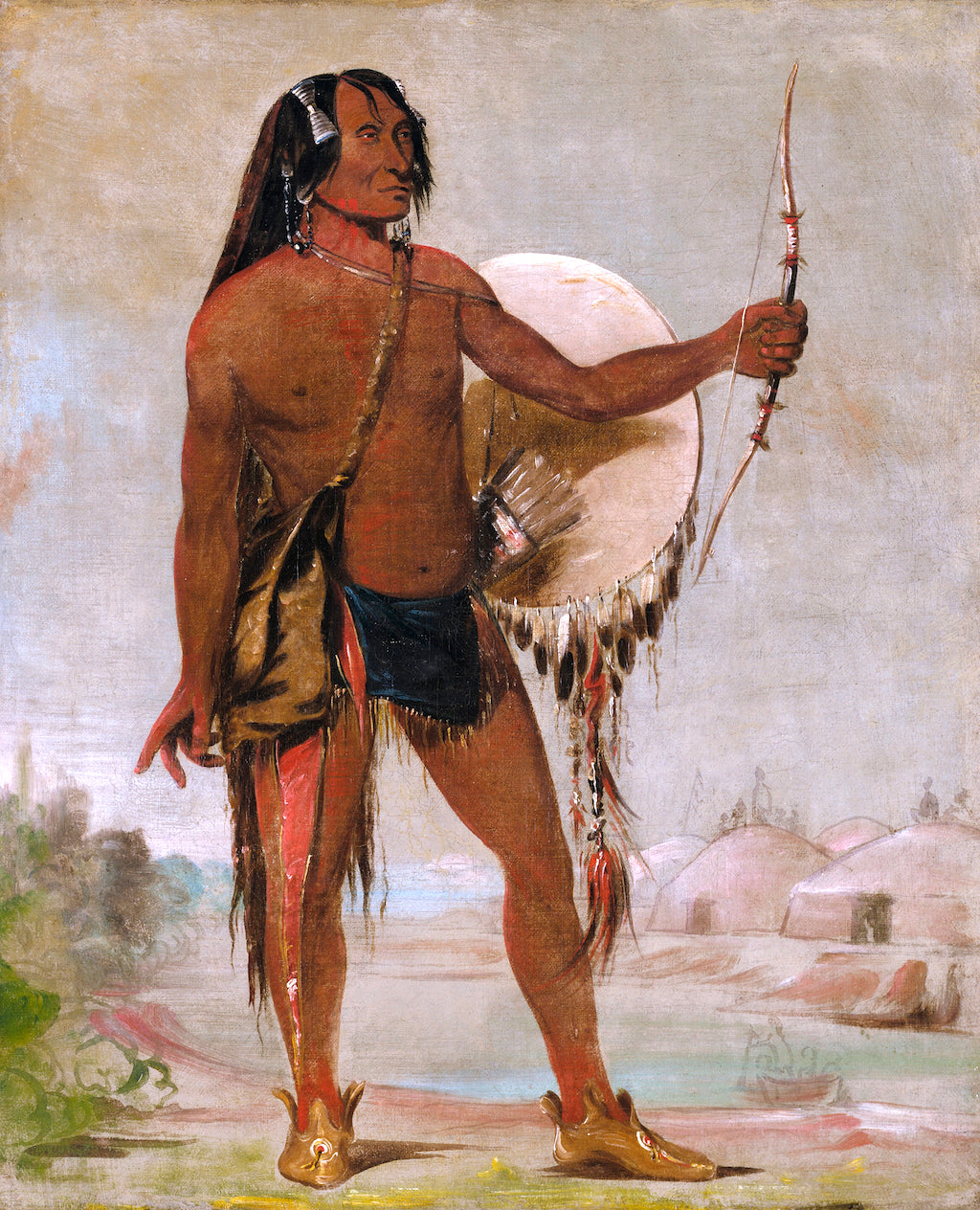 E'e-a-chín-che-a, Red Thunder, Son of Black Moccasin, vintage artwork by George Catlin, A3 (16x12") Poster Print