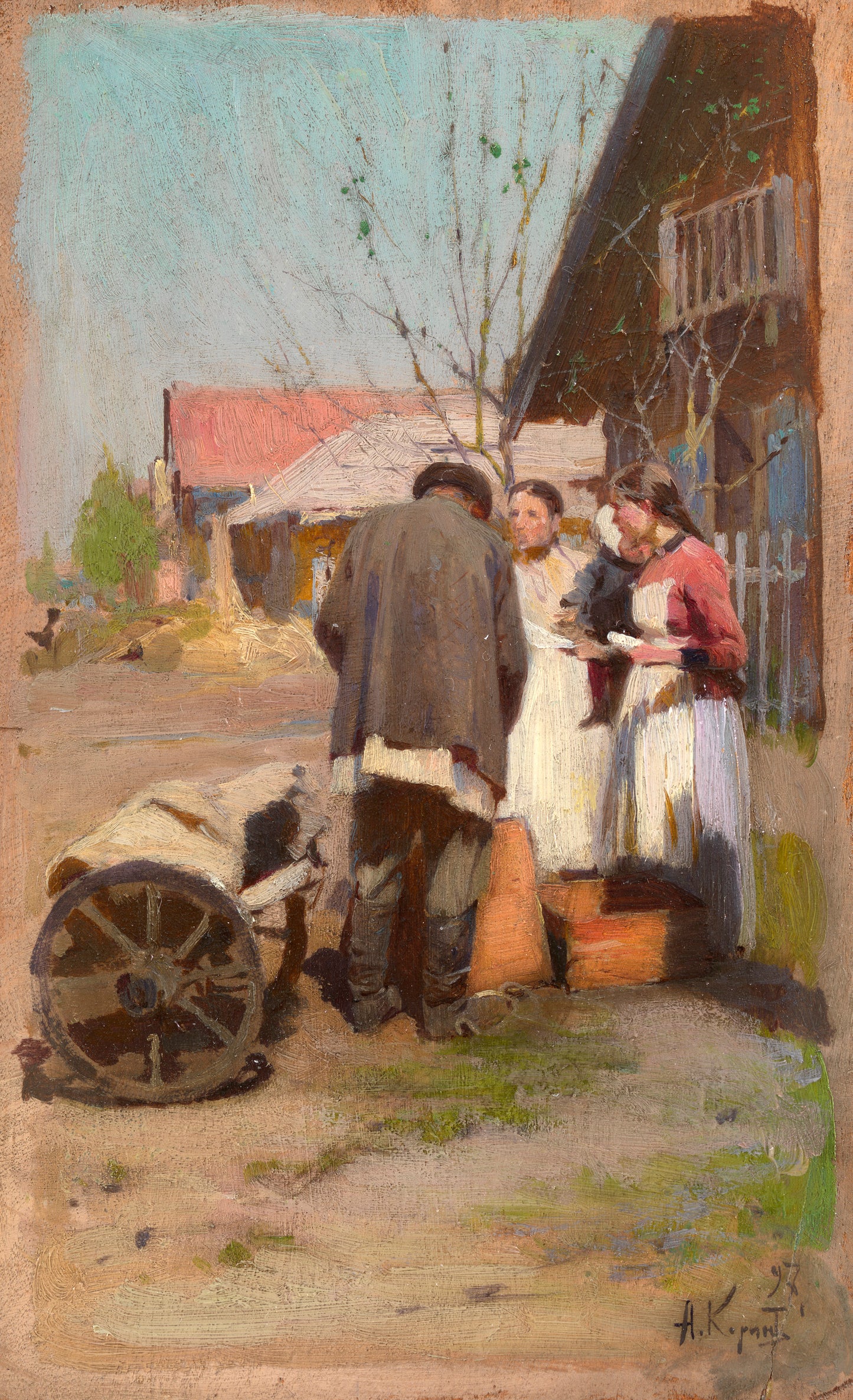 Meeting in a Village Street by Alexei Korin,A3(16x12")Poster