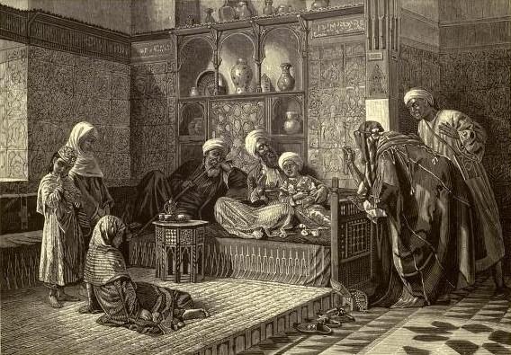 Childhood in Eastern Life, vintage artwork by John Bagnold Burgess, 12x8" (A4) Poster