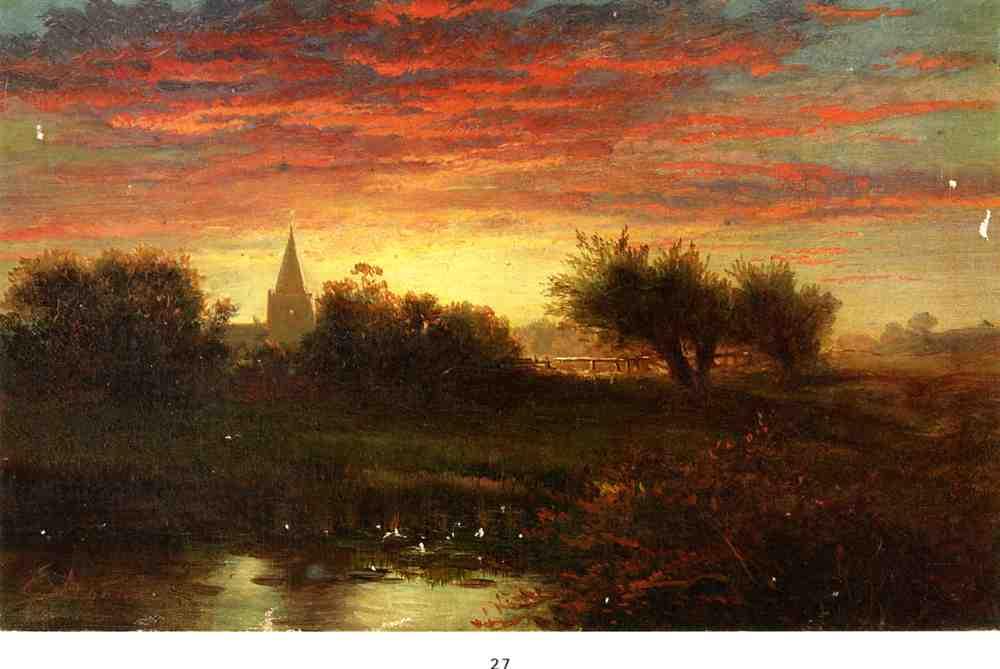 Summer Sunset, vintage artwork by Edward Moran, 12x8" (A4) Poster