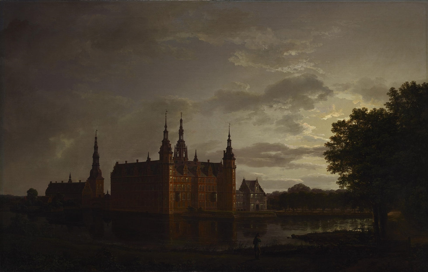 Frederiksborg Castle, vintage artwork by Johan Christian Claussen Dahl, A3 (16x12") Poster Print