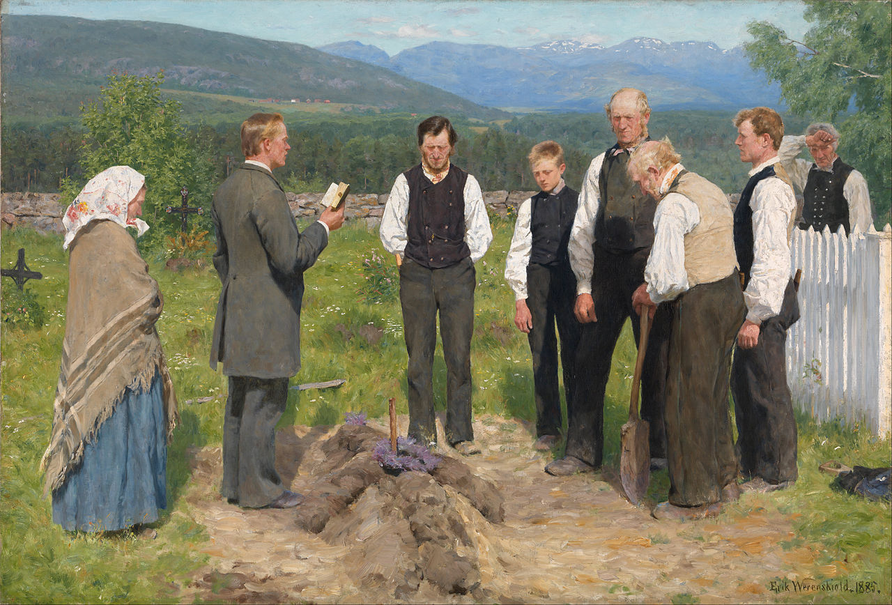 Peasant Burial by Erik Werenskiold,A3(16x12")Poster