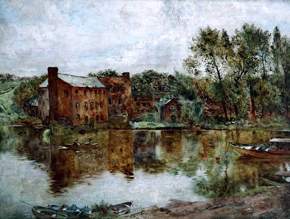 Old Mill and Salmon Trap on the Dee, Chester, vintage artwork by William Huggins, A3 (16x12") Poster Print