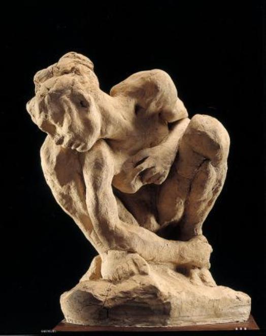 La femme acroupie (Crouching Woman), vintage artwork by Auguste Rodin, 12x8" (A4) Poster