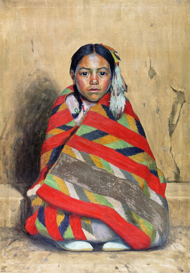 Indian Girl in a Blanket, vintage artwork by Eanger Irving Couse, 12x8" (A4) Poster
