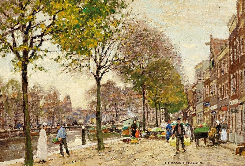 Flower Market in Dordrecht by Heinrich Hermanns,A3(16x12")Poster
