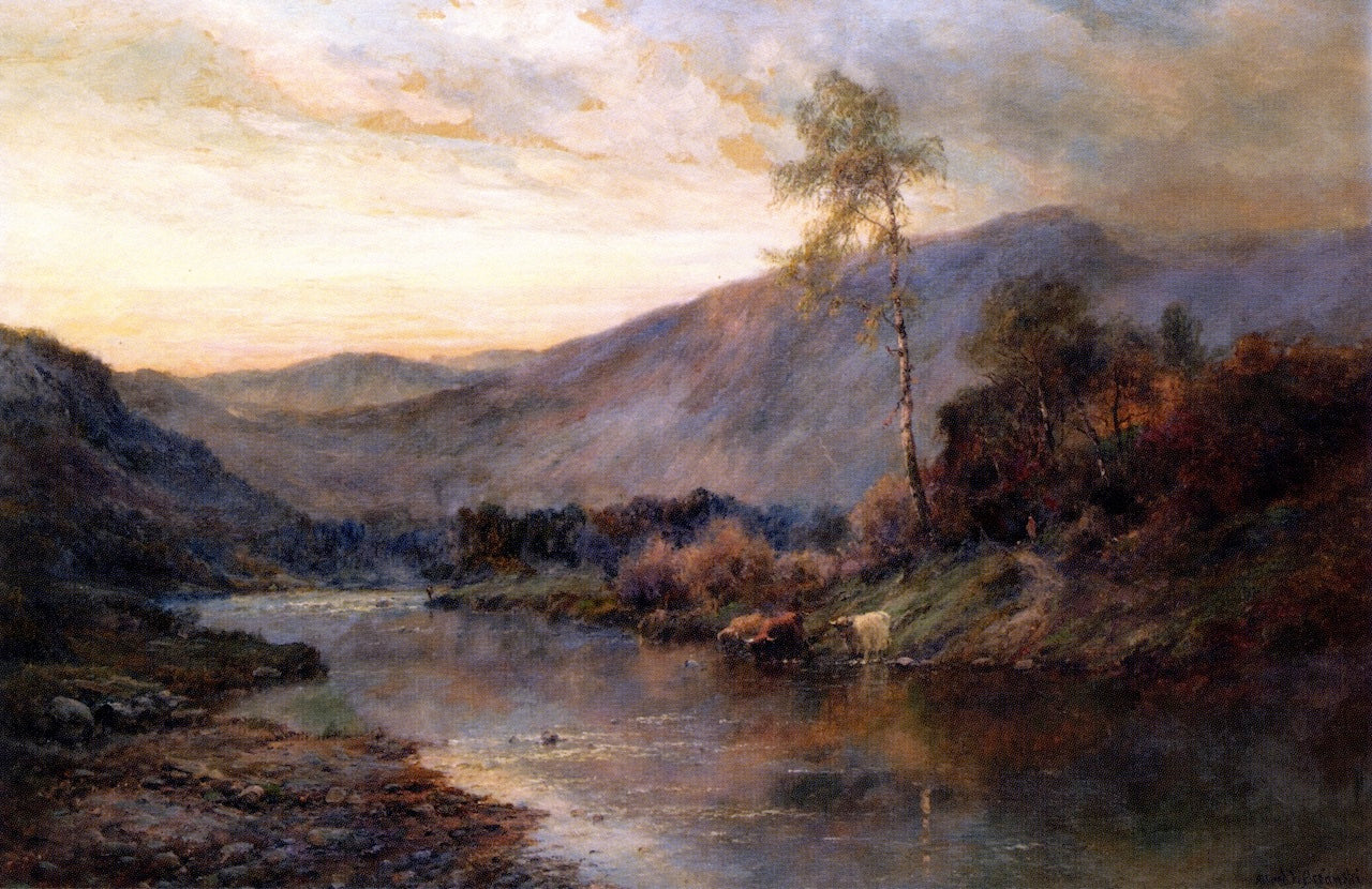 The River Teith through the Trossachs, vintage artwork by Alfred de Breanski, Sr., 12x8" (A4) Poster