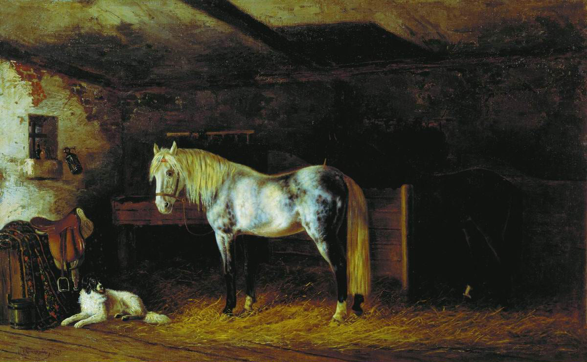 In the Stables, vintage artwork by Nikolai Sverchkov, A3 (16x12") Poster Print