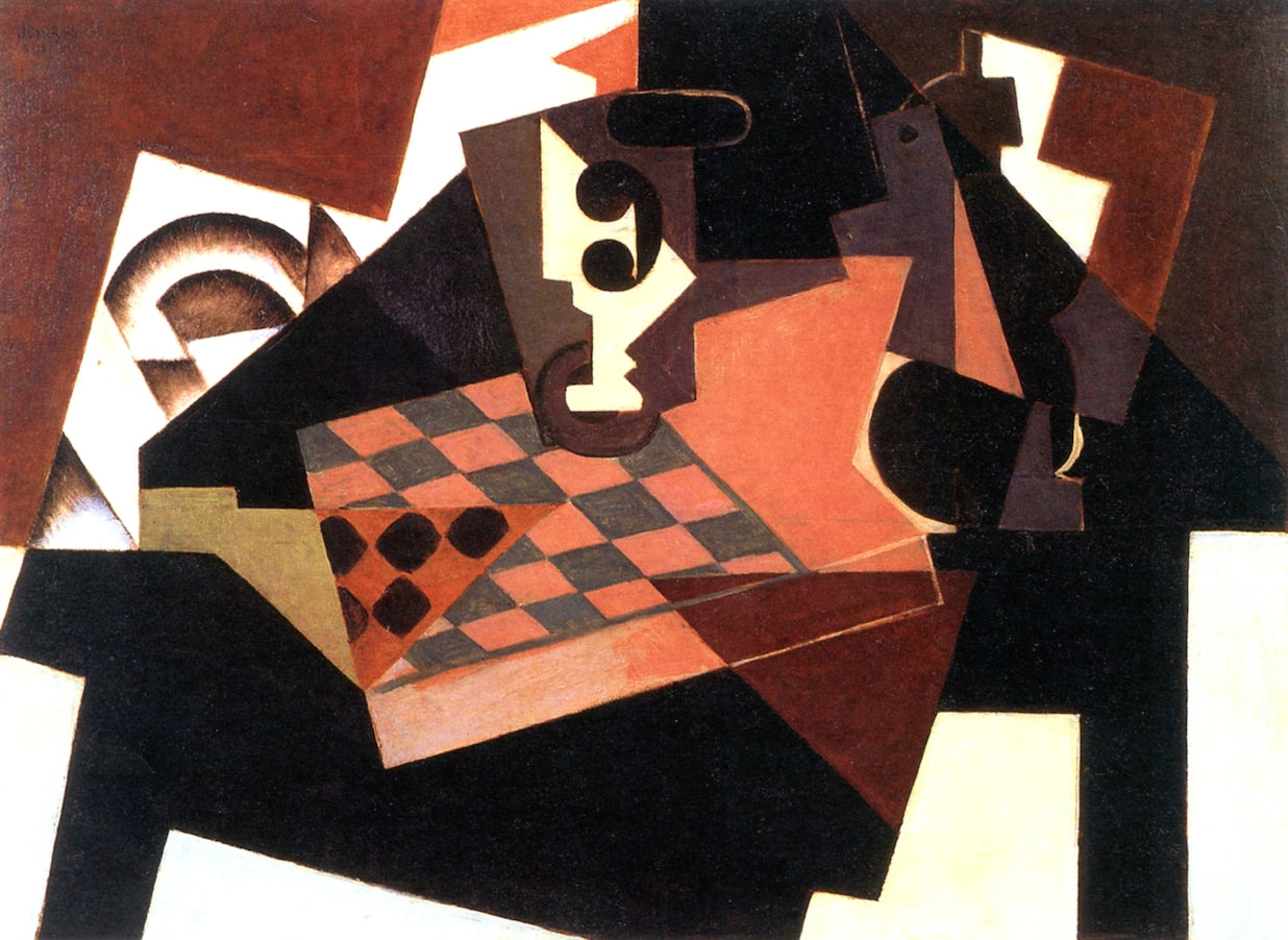 The Checkerboard, vintage artwork by Juan Gris, 12x8" (A4) Poster