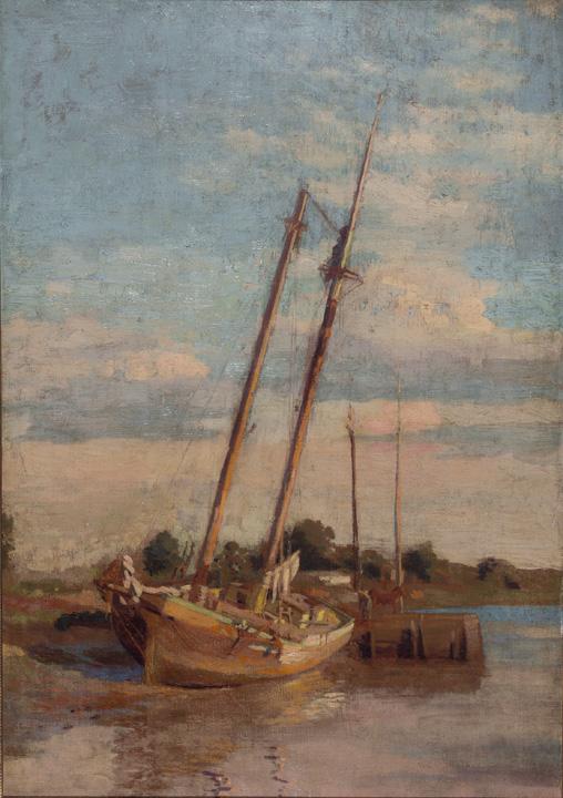 Boat in the Port, vintage artwork by Thomas P. Anshutz, 12x8" (A4) Poster