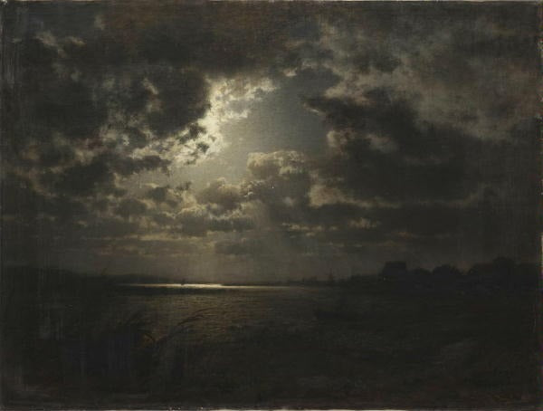 Moonlit night in Pomerania, vintage artwork by Louis Douzette, 12x8" (A4) Poster