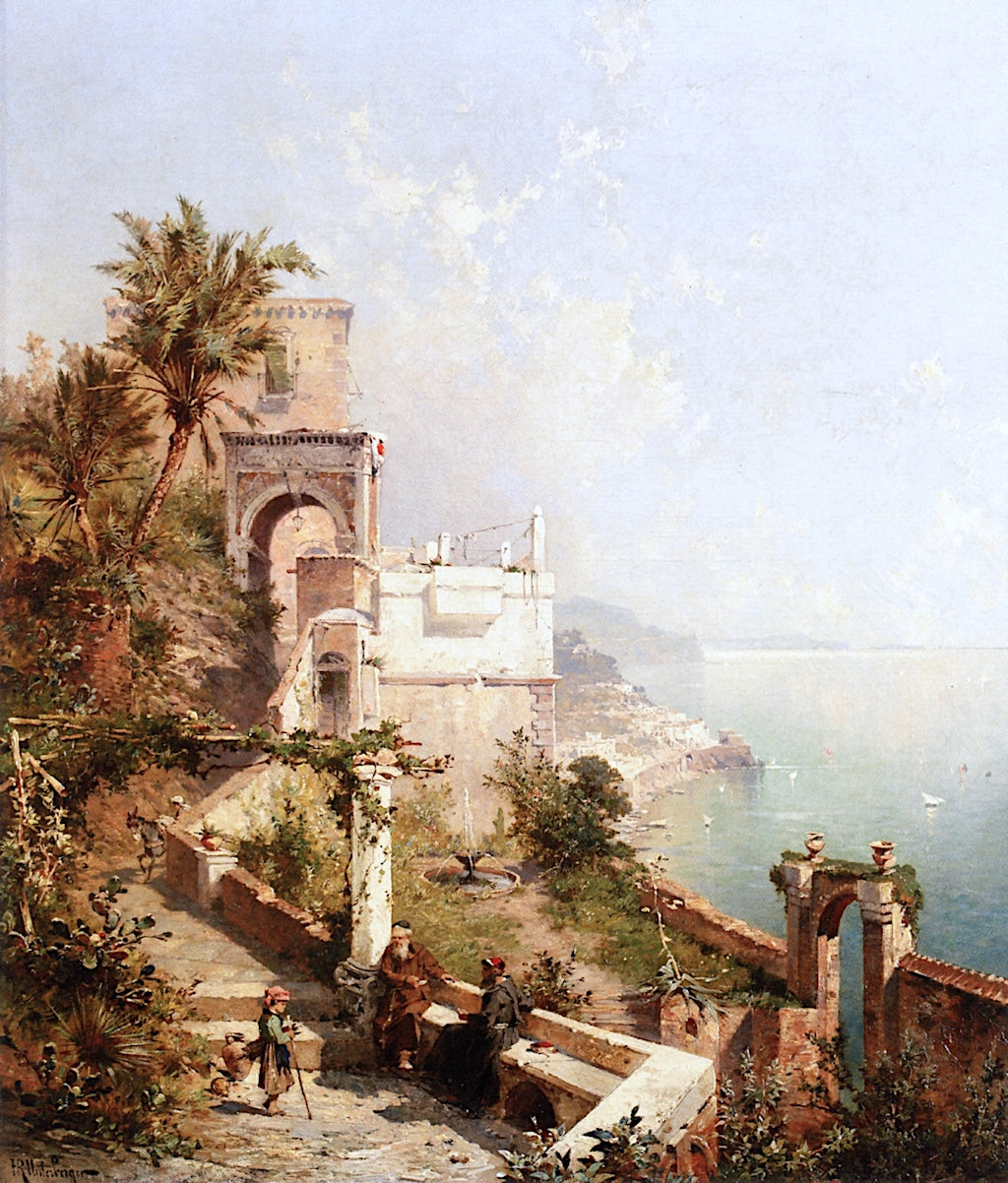 The Capuchin Monastery near Amalfi, vintage artwork by Franz Richard Unterberger, 12x8" (A4) Poster