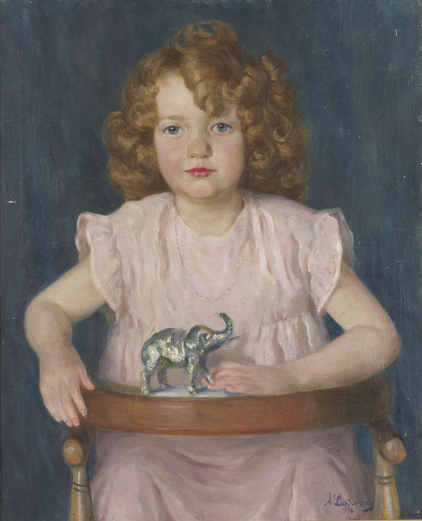ttle Girl with a Toy Elephant by Arnold Borisovich Lakhovsky,16x12(A3) Poster