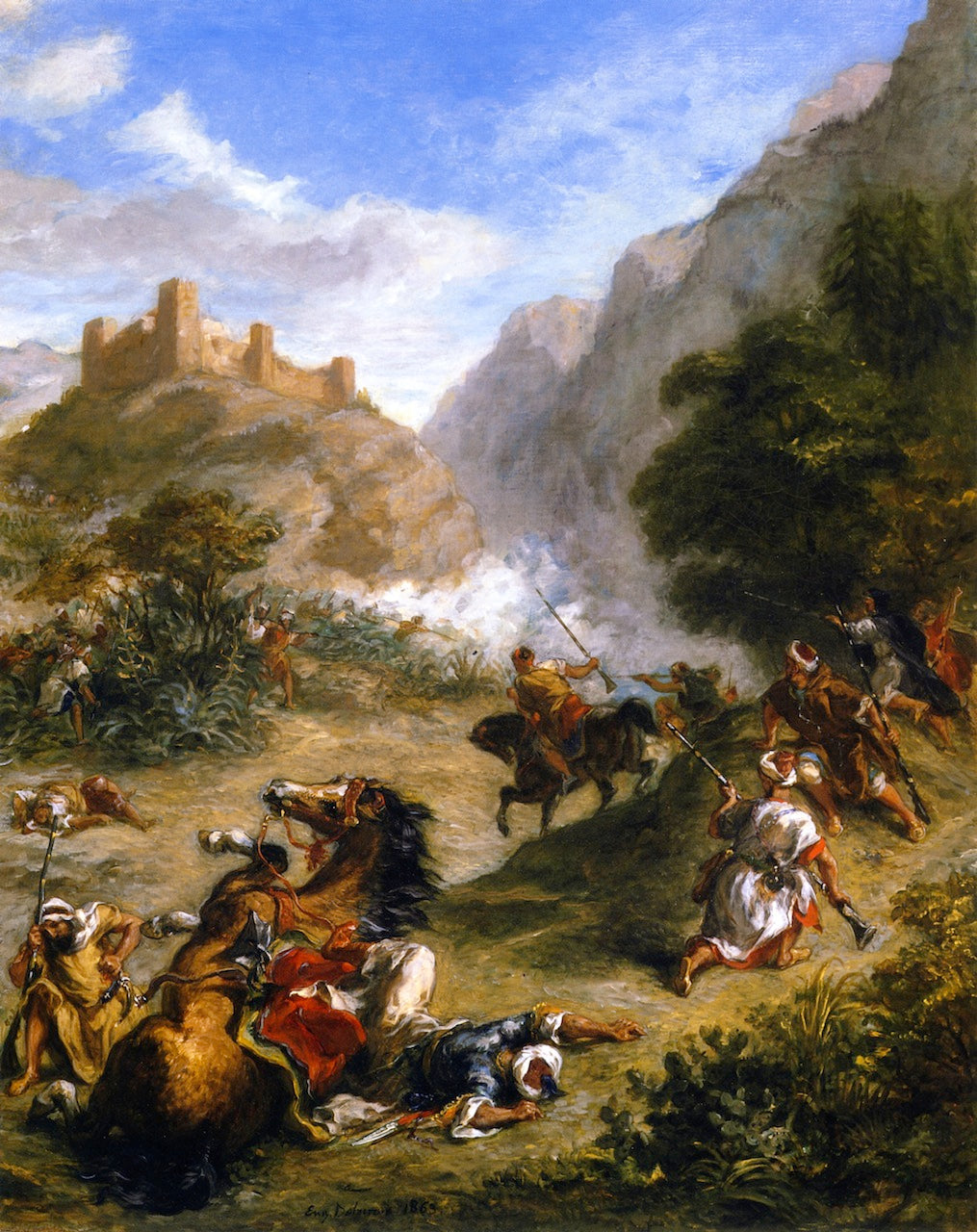 Arabs Skirmishing in the Mountains, vintage artwork by Eugène Delacroix, A3 (16x12") Poster Print