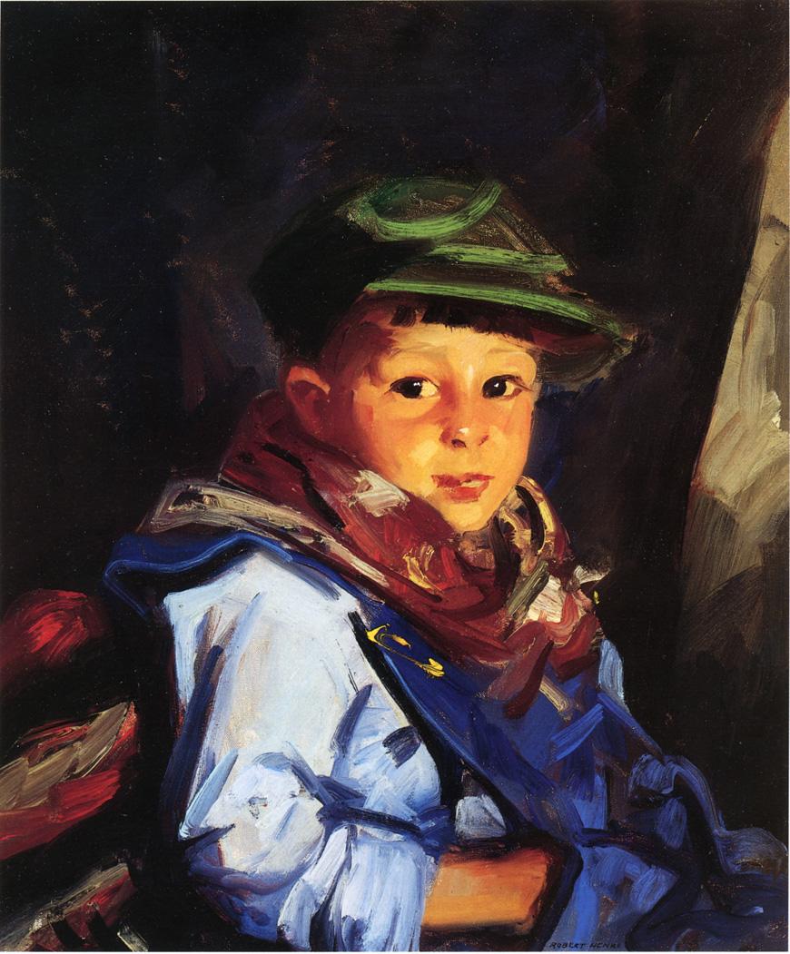 Boy with a Green Cap, vintage artwork by Robert Henri, 12x8" (A4) Poster