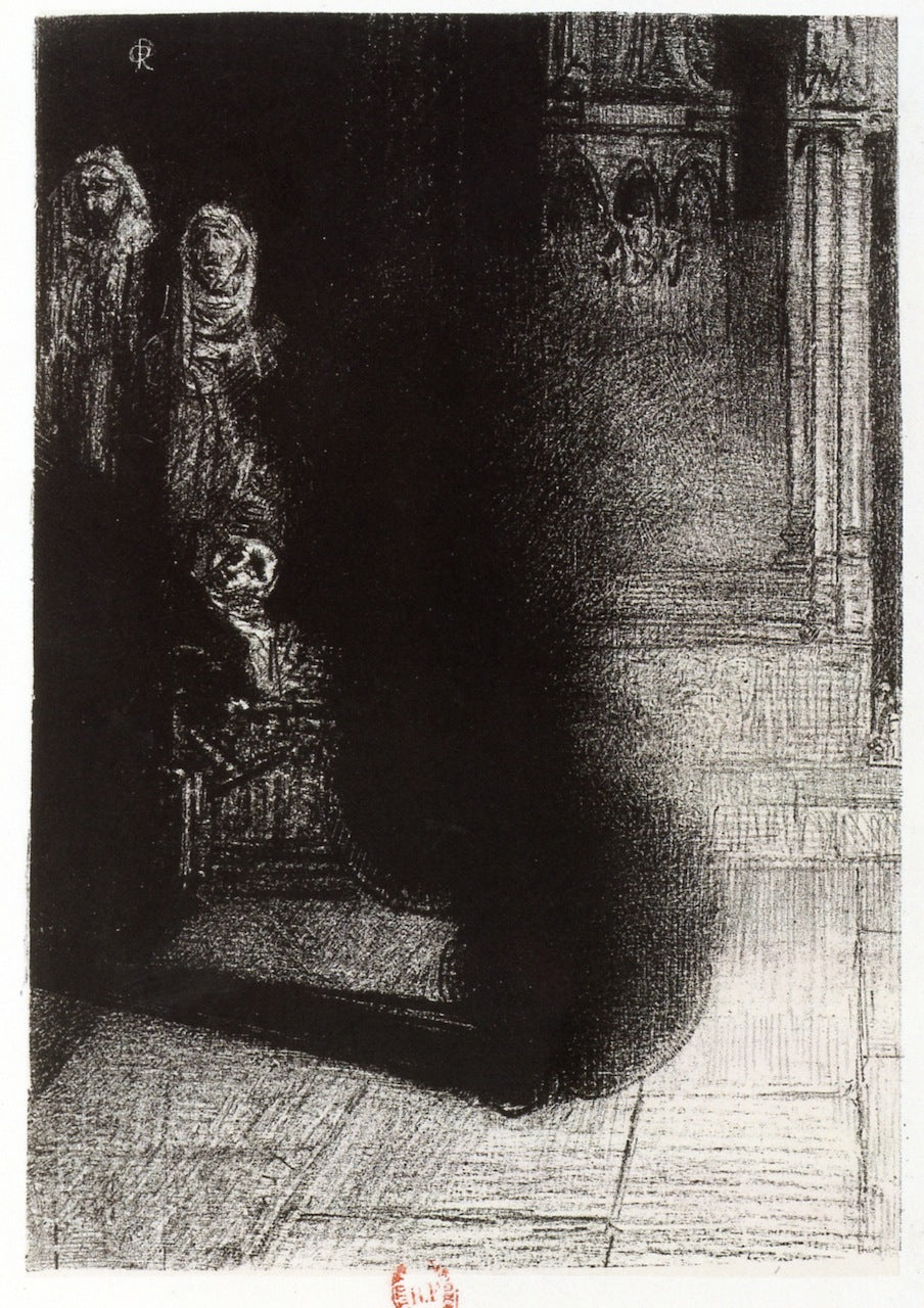 The Black Torches, vintage artwork by Odilon Redon, 12x8" (A4) Poster