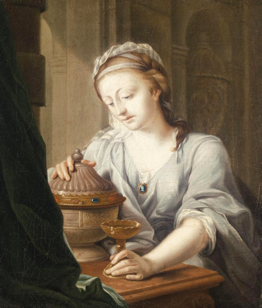Artemisia of Caria with the Ashes of her Husband, Prince Mausolus, vintage artwork by After Johann Heinrich Tischbein the Elder, 12x8" (A4) Poster
