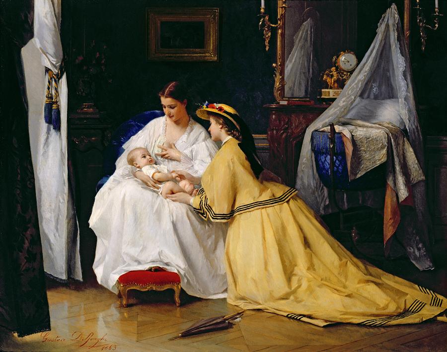 First Born, vintage artwork by Gustave-Leonard de Jonghe, 12x8" (A4) Poster