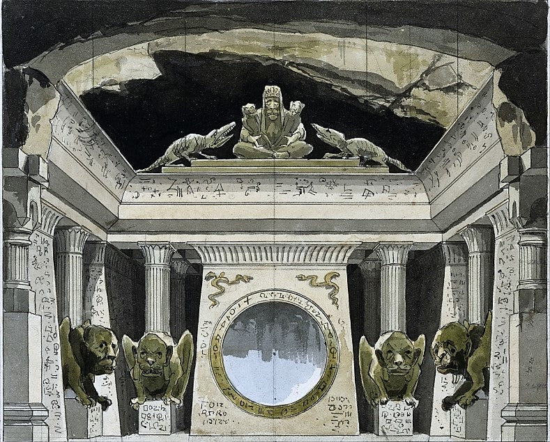 Egyptian Temple stage design, vintage artwork by Carl Blechen, A3 (16x12") Poster Print