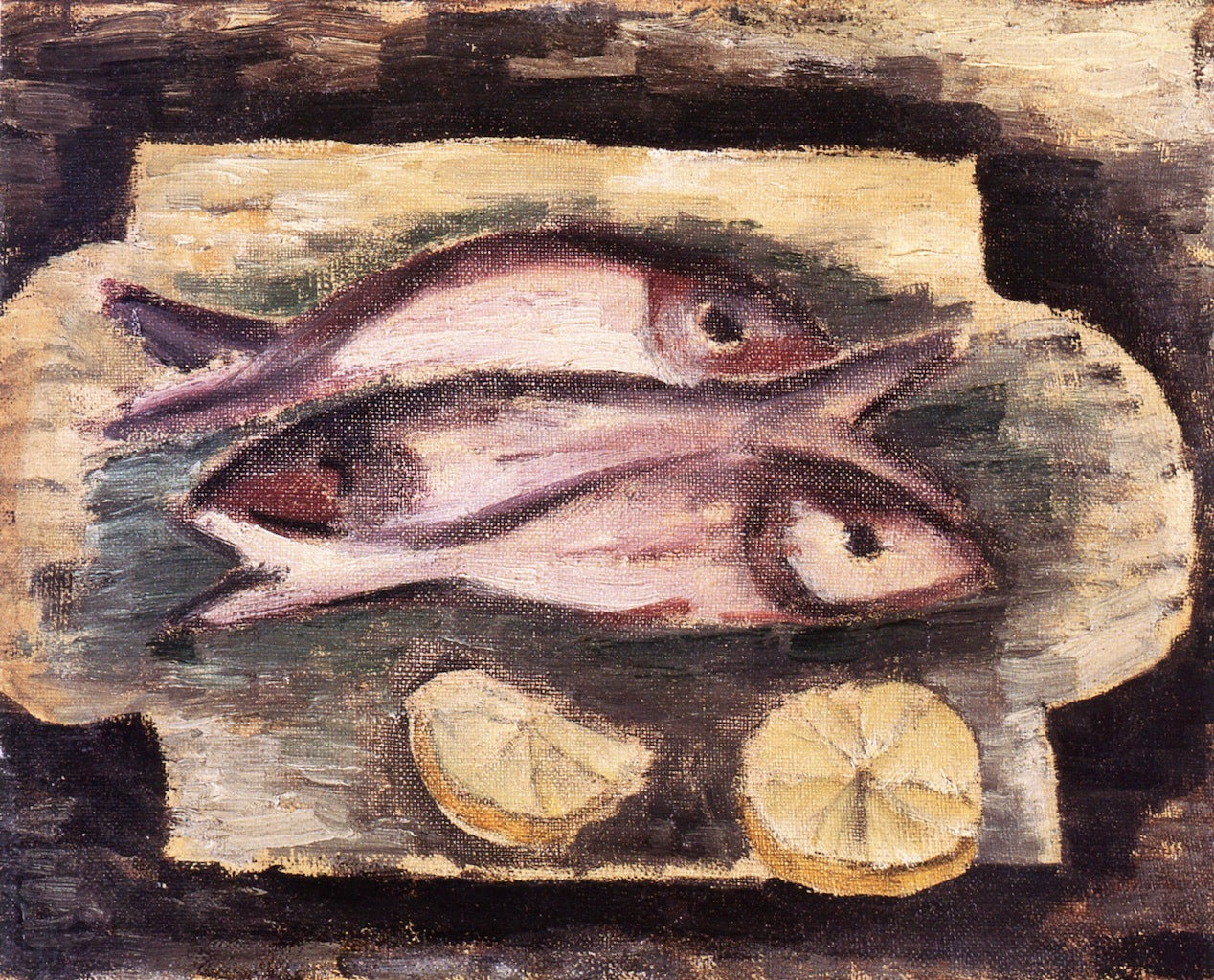 Fish and Lemons, vintage artwork by Marsden Hartley, 12x8" (A4) Poster