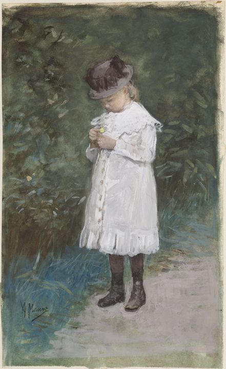 Elisabeth Mauve, Daughter of the Artist, vintage artwork by Anton Mauve, 12x8" (A4) Poster