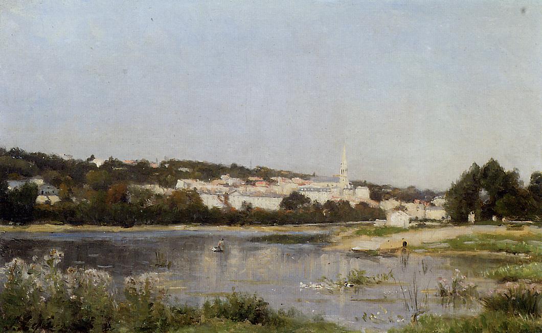The Banks of the Seine at St. Cloud, vintage artwork by Stanislas Lepine, 12x8" (A4) Poster