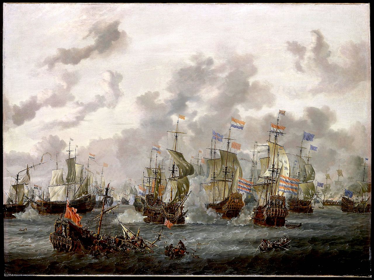 The Four Days' Battle, vintage artwork by Abraham Jansz. Storck, 12x8" (A4) Poster