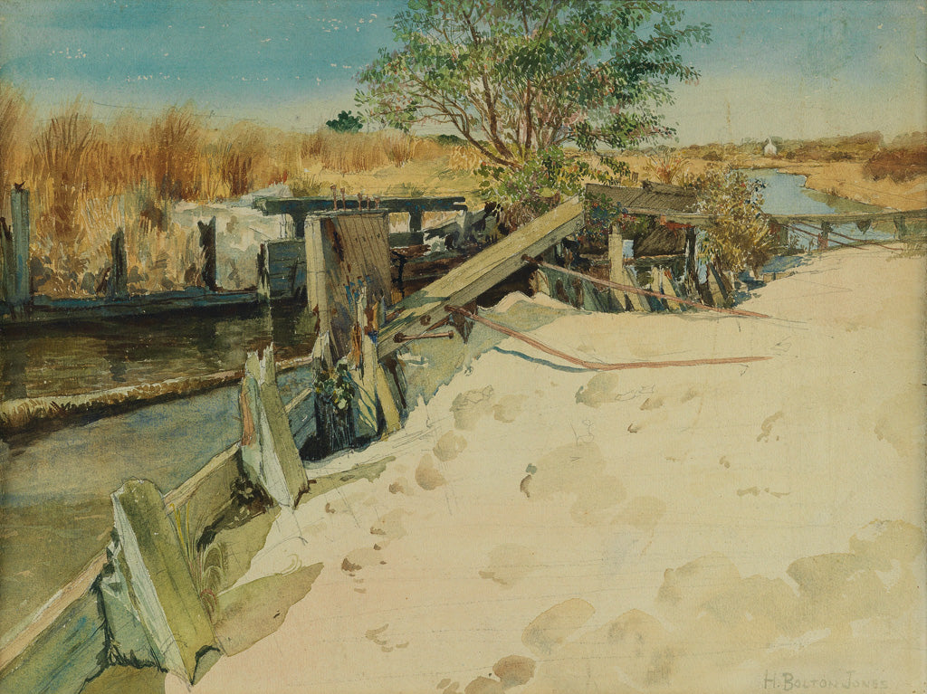 Estuary near the Ocean, vintage artwork by Hugh Bolton Jones, 12x8" (A4) Poster