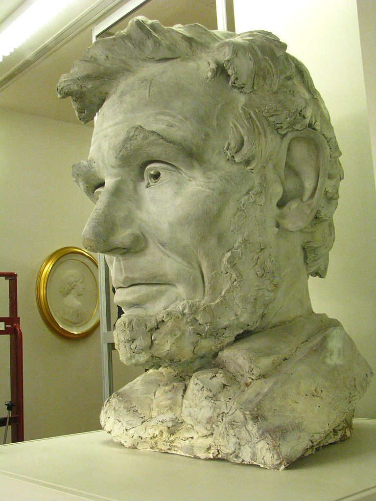 Head of Abraham Lincoln, vintage artwork by Daniel Chester French, 12x8" (A4) Poster