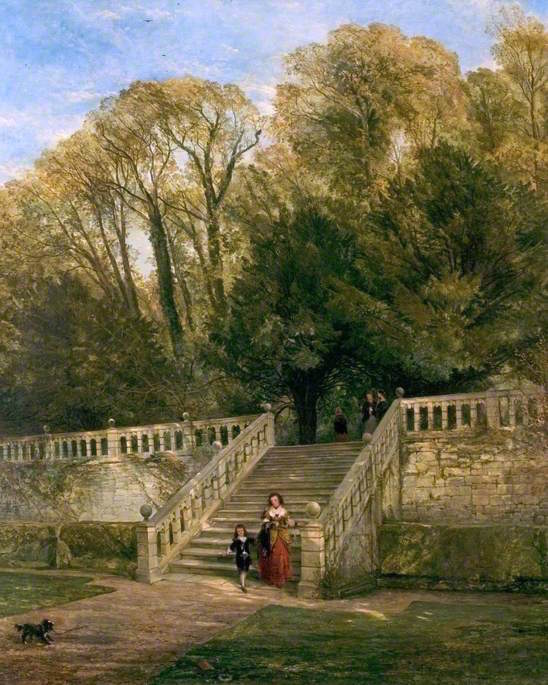 Haddon Hall Steps, Derby shire, vintage artwork by William Powell Frith, A3 (16x12") Poster Print