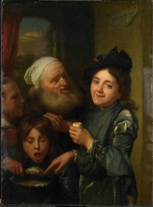 Each to his own, vintage artwork by Godfried Schalcken, 12x8" (A4) Poster