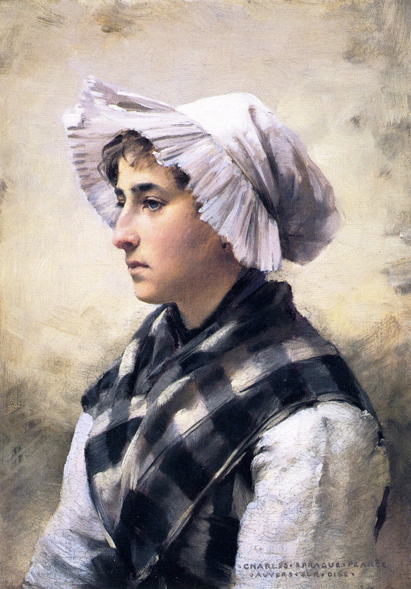 Woman with a Bonnet, vintage artwork by Charles Sprague Pearce, 12x8" (A4) Poster
