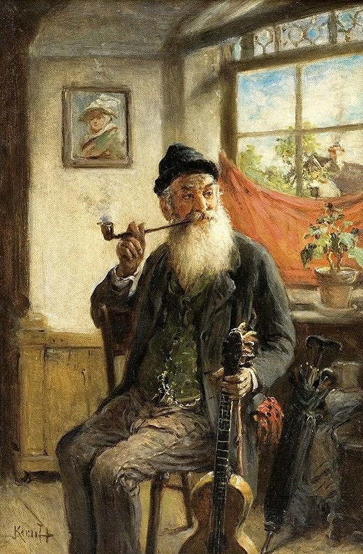 Man With Guitar, vintage artwork by Hermann Kern, 12x8" (A4) Poster