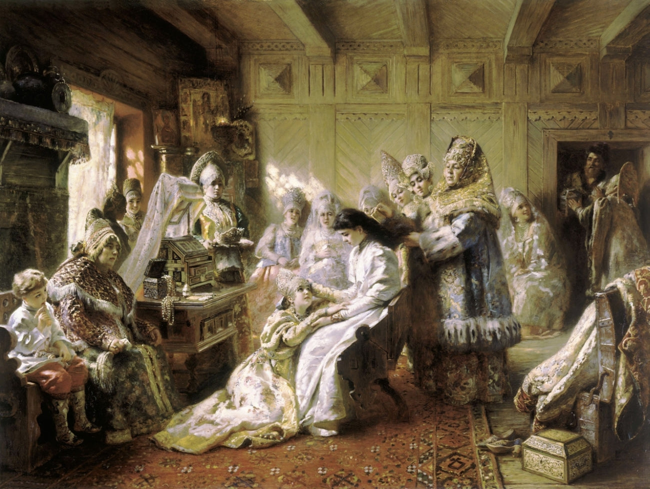 The Bride's Attire, vintage artwork by Konstantin Yegorovich Makovsky, 12x8" (A4) Poster