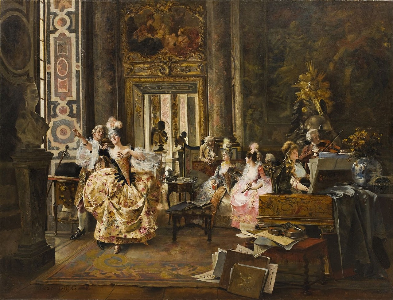 A Concert in Versailles, vintage artwork by Francois Flameng, 12x8" (A4) Poster