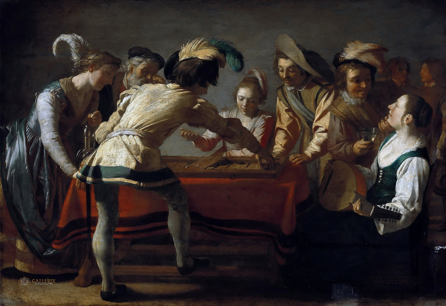 The Backgammon Game, vintage artwork by Gerard van Honthorst, 12x8" (A4) Poster
