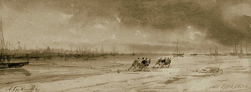 Barge Haulers, vintage artwork by Alexei Bogoliubov, 12x8" (A4) Poster