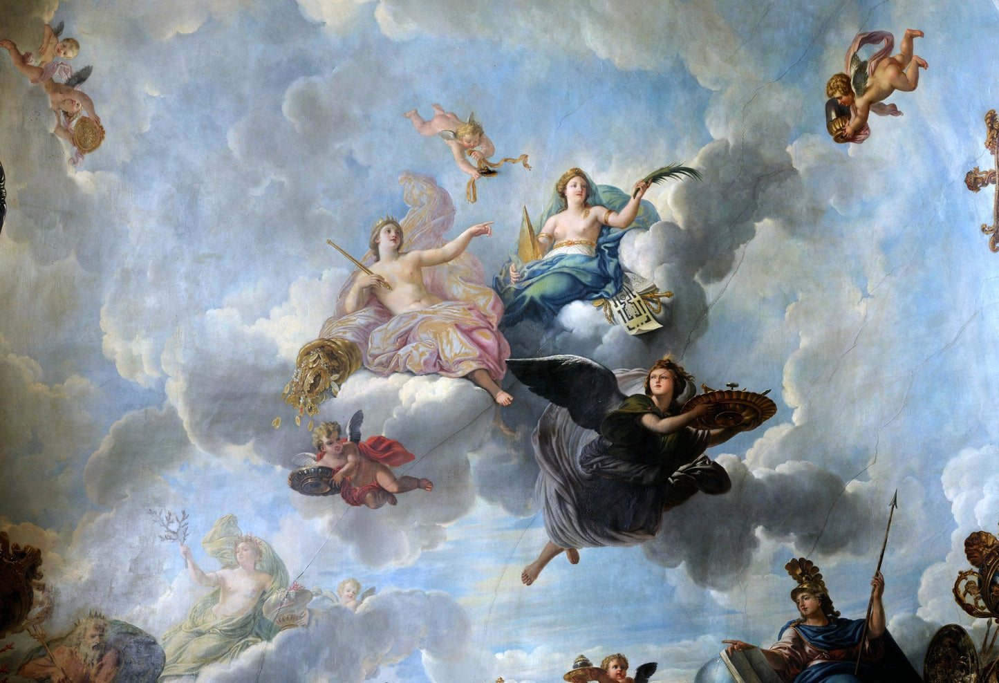 Abundance Room - Figure of the Royal Magnificence, Immortality and Progress in the Fine Arts (detail), vintage artwork by Rene-Antoine Houasse, 12x8" (A4) Poster