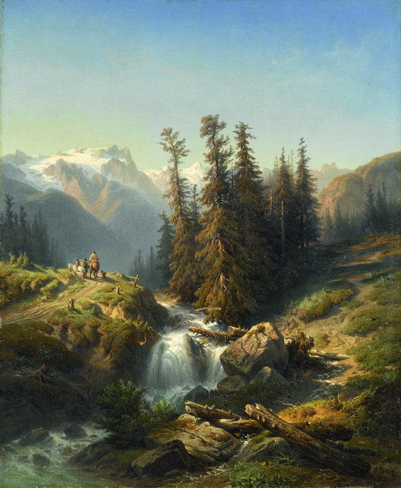 Vue du Glacier de Blockenstock sur le Seelisberg Canton d'Uri en Suisse, vintage artwork by Francois Diday, A3 (16x12") Poster Print