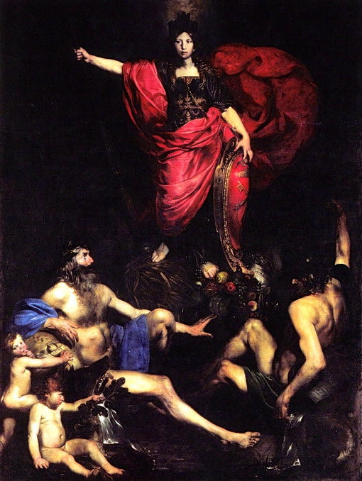 Allegory of Italy, vintage artwork by Valentin de Boulogne, 12x8" (A4) Poster