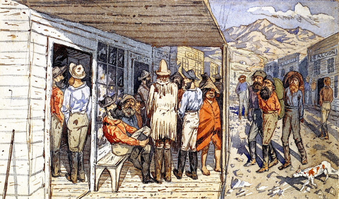 Main Street in Lillooet, B.C., vintage artwork by William George Richardson Hind, 12x8" (A4) Poster